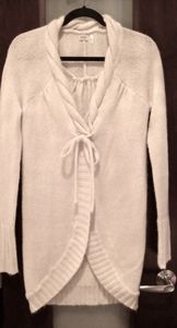 Long front tie sweater